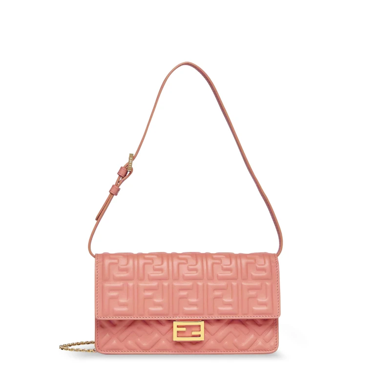 Wallet On Chain Baguette Leather Bag