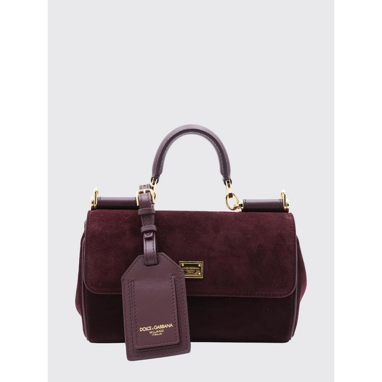 Sac à main Dolce & Gabbana My Sicily en velours fendu avec détails en cuir de veau lisse