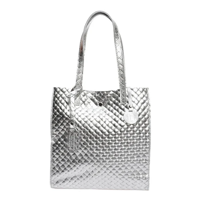 Women's leather Hobo handbag AL8161 Argento