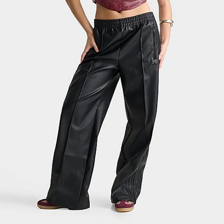 Pantalón adidas Originals Firebird Loose de polipiel en negro
