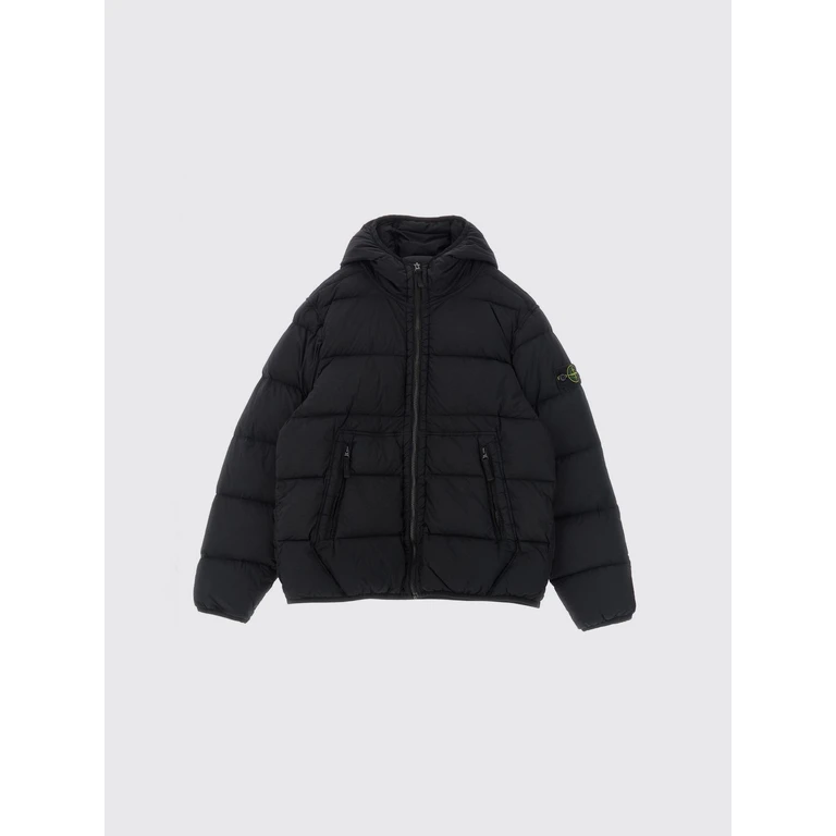 Quilted Nylon Hooded Down Jacket for Boys with Logo Patch (4100004S0028V0029)
