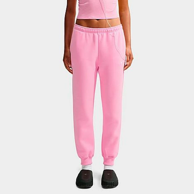 Nike Women's Studio Fleece Medium-Weight Mid-Rise Jogger Pants in Pink Rise/Sail Size: XS