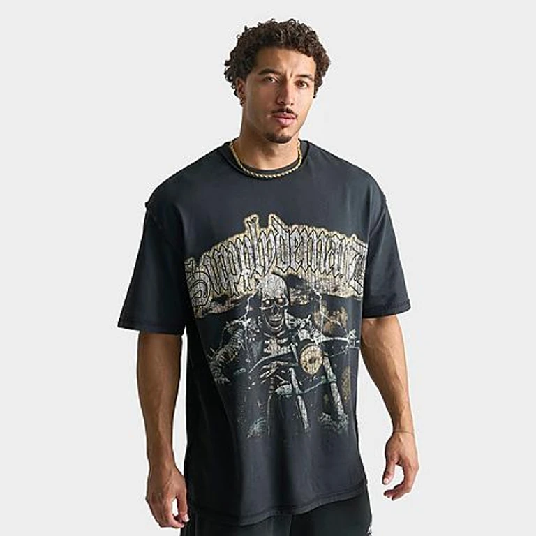 Structure T-shirt in zwarte wassing