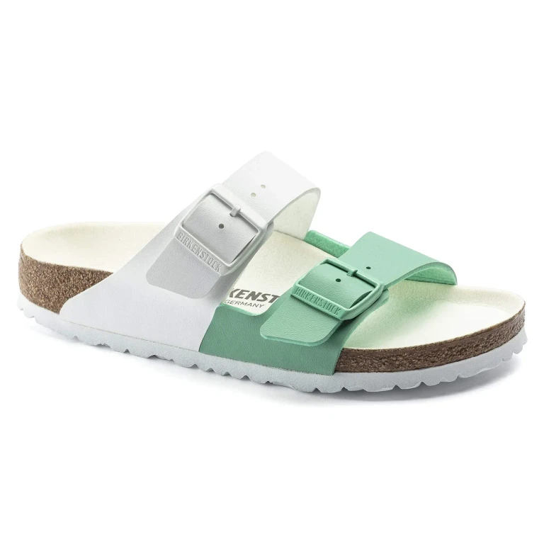Arizona Split Birko-Flor White / Bold Jade Sandals