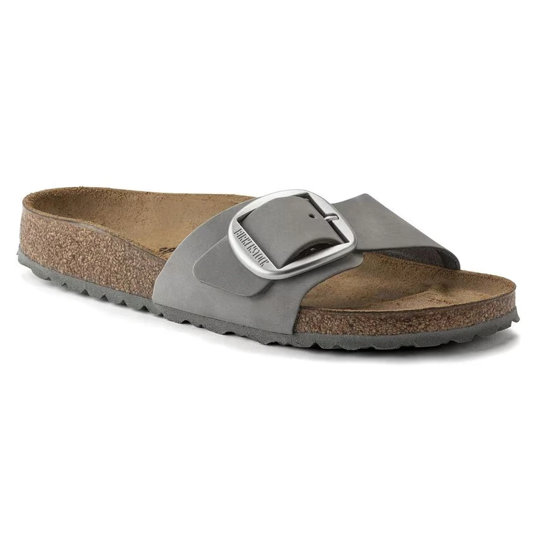 Madrid Big Buckle Nubuck Leather Dove Gray