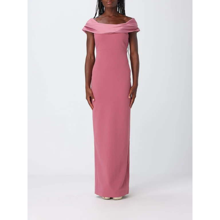 SOLACE LONDON Adele Off-The-Shoulder Draped Satin Long Evening Gown (OS48023DARKROSE)