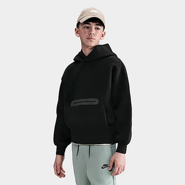 Big Kids Sportswear Tech Fleece Oversized Pullover Hoodie in Black Size: Small
