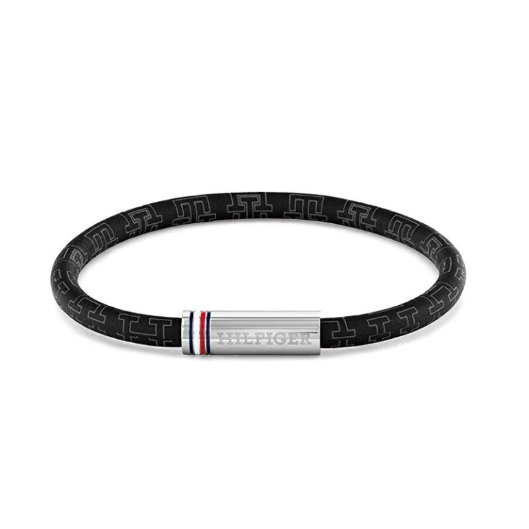 Black men´s Bracciale made of artificial leather Printed Cord 2790704