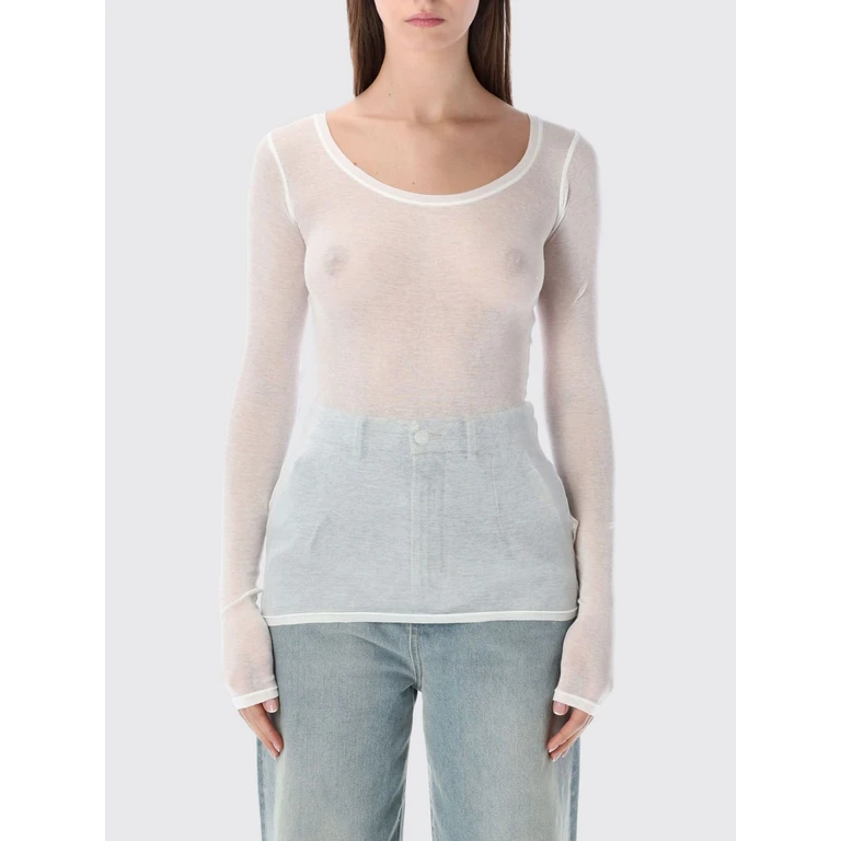 Slim Fit Long-Sleeved Cotton T-Shirt (MAS04BLANC)