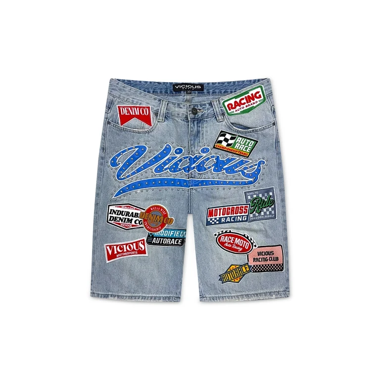 Patch Shorts - Light Blue