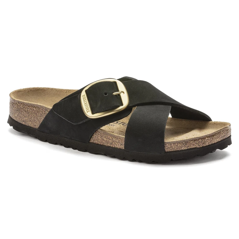 Women's Siena Nubuck Leather Black Sandals