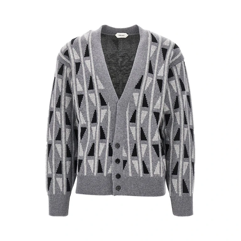 Jacquard wool and cashmere cardigan Man 48