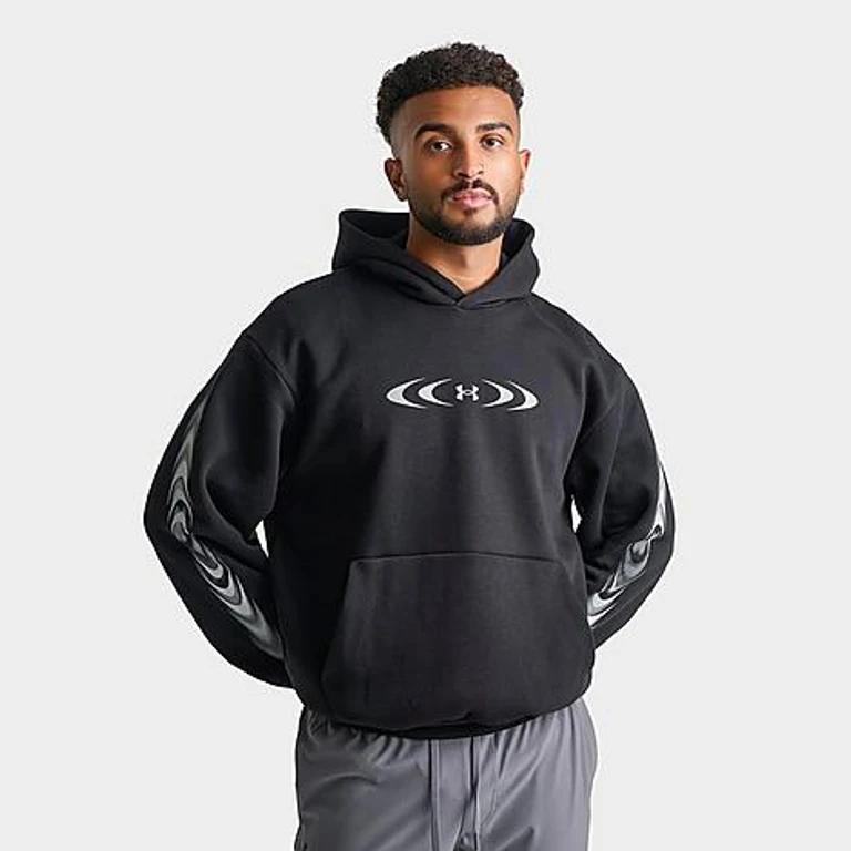 Men's Icon Fleece Graphic Pullover Hoodie in Ultimate Black/Reflective Size: Small