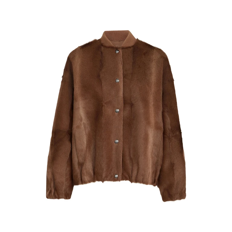 Cashmere Shearling Bomber Jacket With Monili