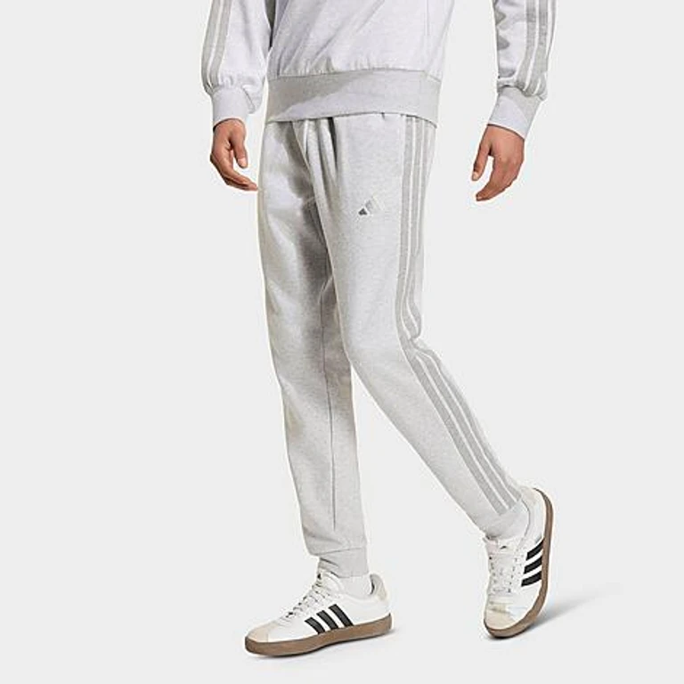 adidas Men's Essentials 3-Stripes Fleece Jogger Pants in light grey heather/m Size: Small