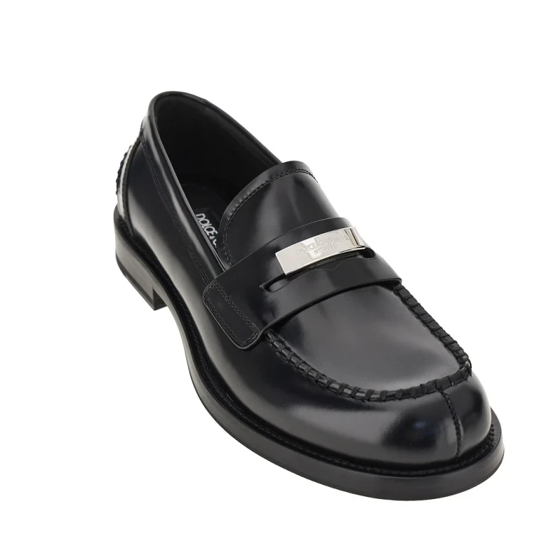 Logo plate leather loafers Man 40