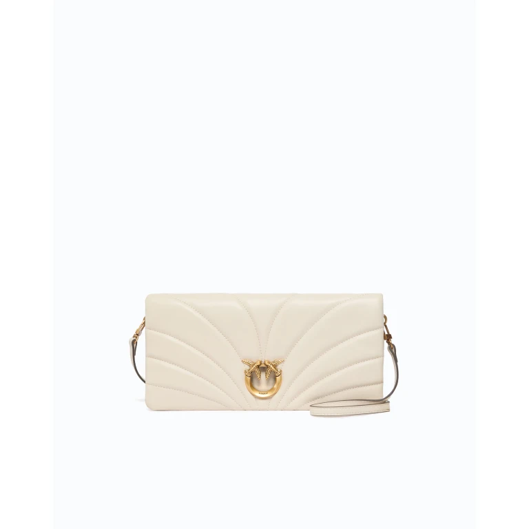 Pochette à bandoulière Love Bag Click Horizontal moyenne en cuir nappa matelassé