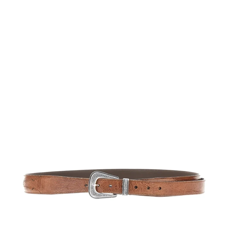 Engraved buckle leather belt Man 95