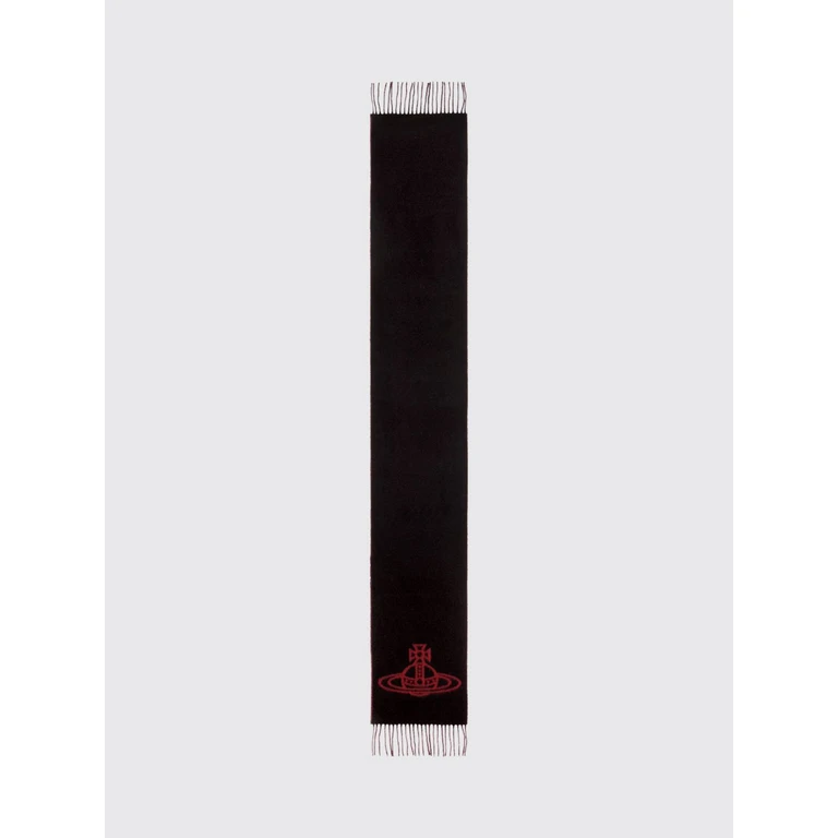 Sciarpa in lana Vivienne Westwood con motivo logo Orb e frange