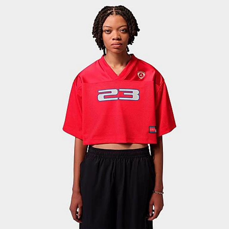 Jordan Women's Brooklyn Short-Sleeve Jersey Top in University Red Size: XS