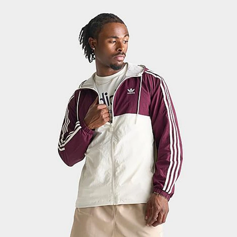 Men's Originals Terrace Woven Full-Zip Jacket in Maroon/Off White Size: Small