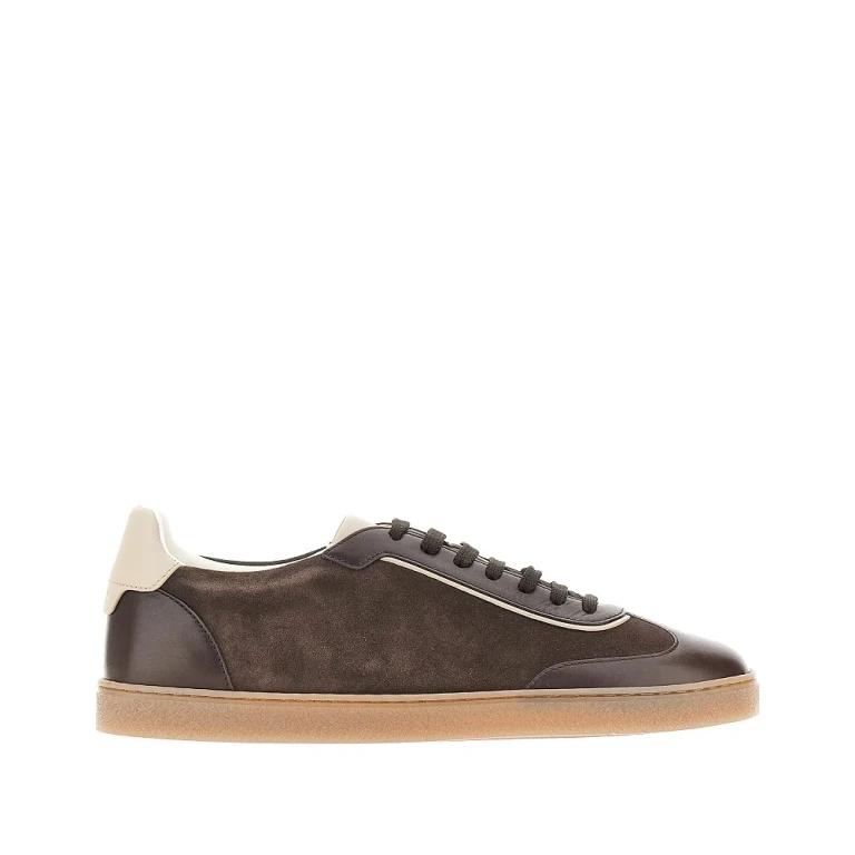 Smooth and suede leather sneakers Man 41