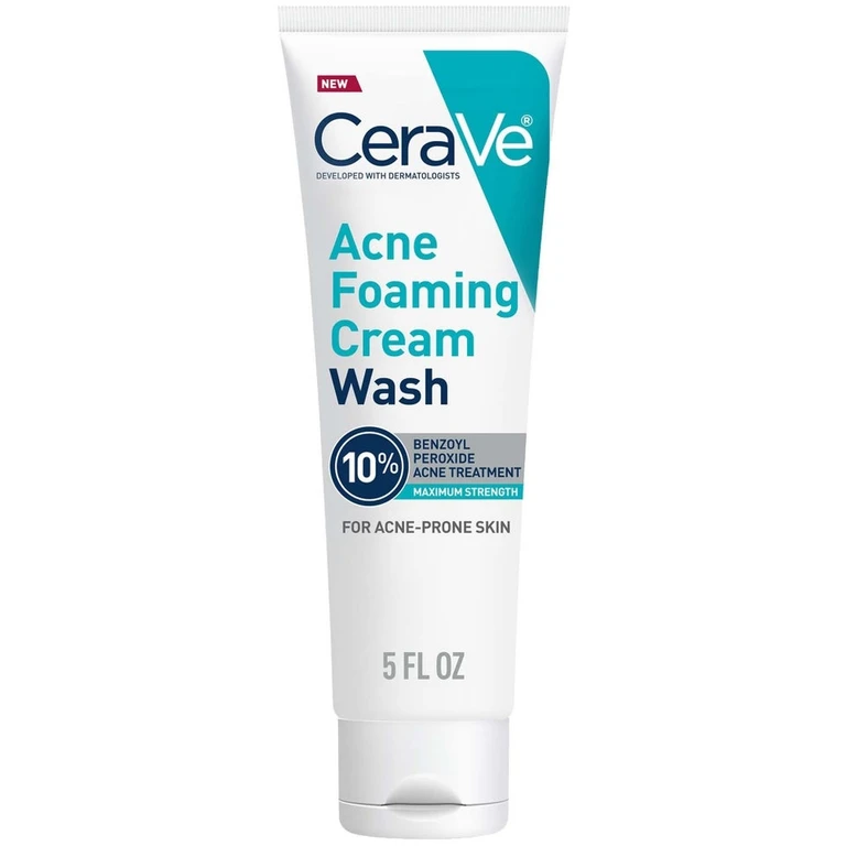 Acne Foaming Cream Wash with 10% Benzoyl Peroxide for Face and Body (5 fl. oz.)