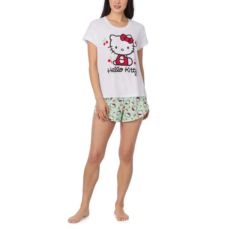 Ladies 2-Piece Short Pajama Set:- Hello Kitty, XS