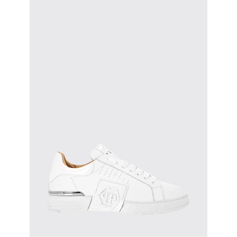 Low-Top Hexagon Sneakers in Smooth Leather with Tone-on-Tone Rubber Logo (FACSUSC0474PLE025N01)