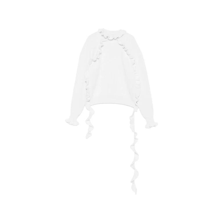 Ruffled Ribbed-knit Sweater