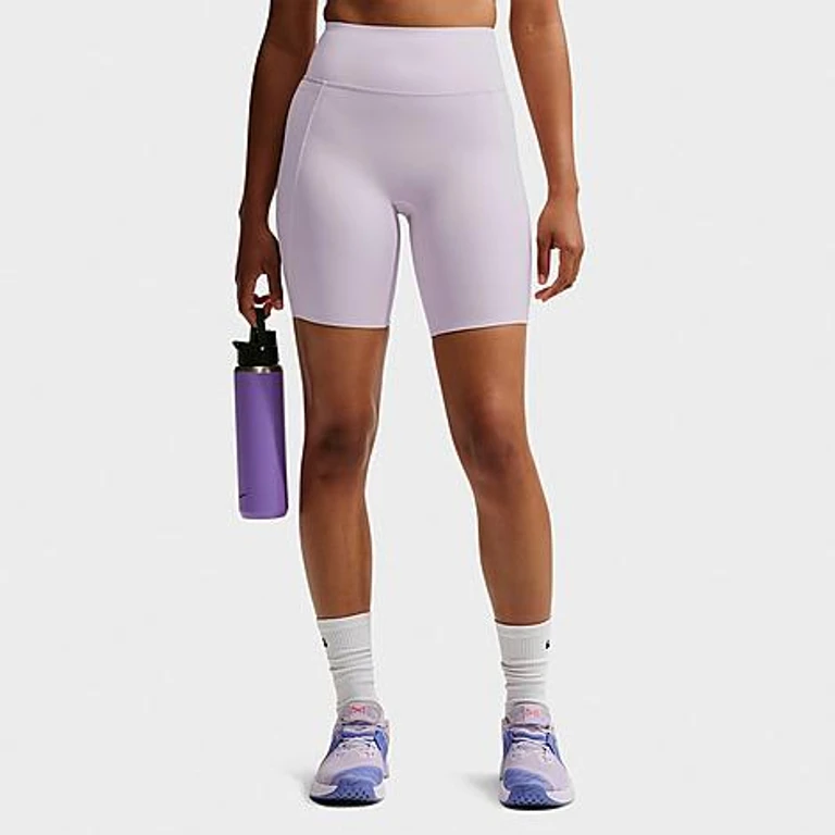 Women's Universa High-Waisted 8" Biker Shorts (With No Front Seam) in Bleached Lilac/Amethyst Wave/Pink Rise Size: XS