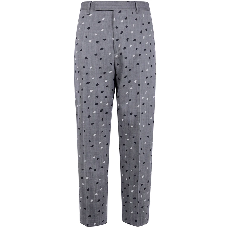 Pantalón de traje de lana con lunares, corte slim