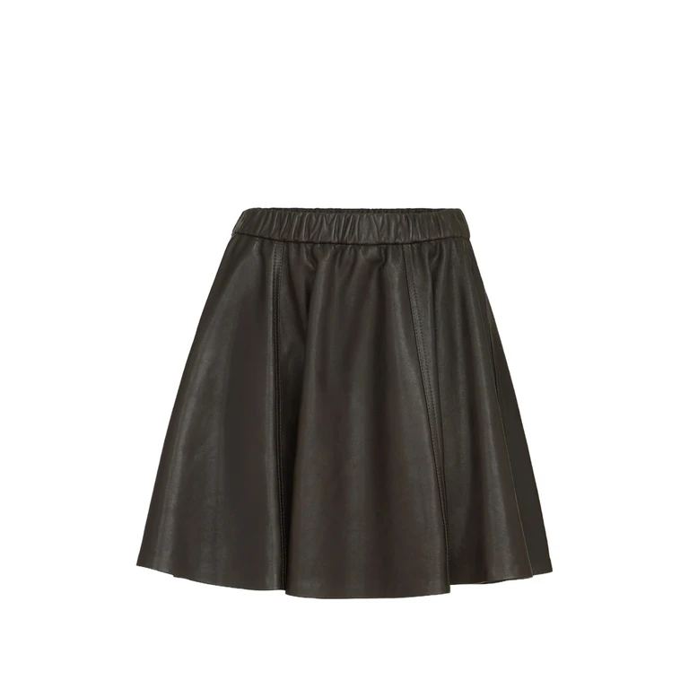 Polished Nappa-leather Mini Circle Skirt