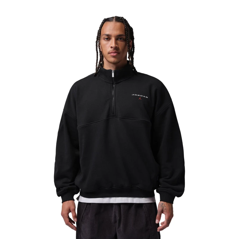 Mens 1/4 Zip Oversized Top - Black