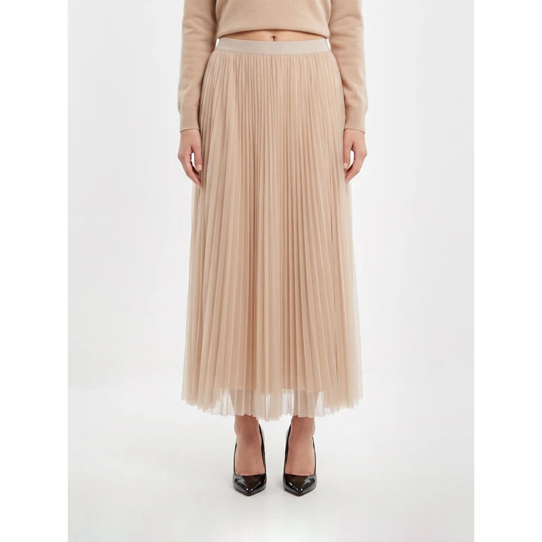 Pleated Crêpe Midi Skirt with a High Elasticated Waist (GND216F426M2640157)