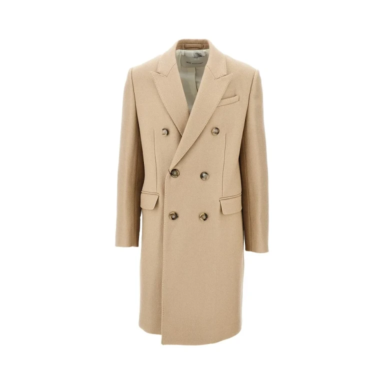 Wool gabardine double-breasted coat Man 48