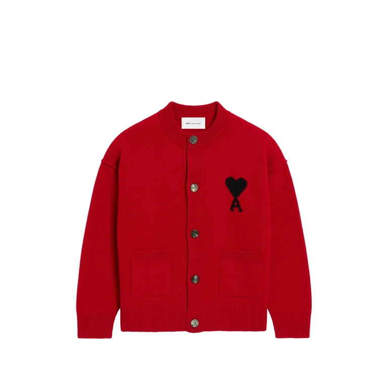 Crewneck Wool Cardigan With Ami De Coeur