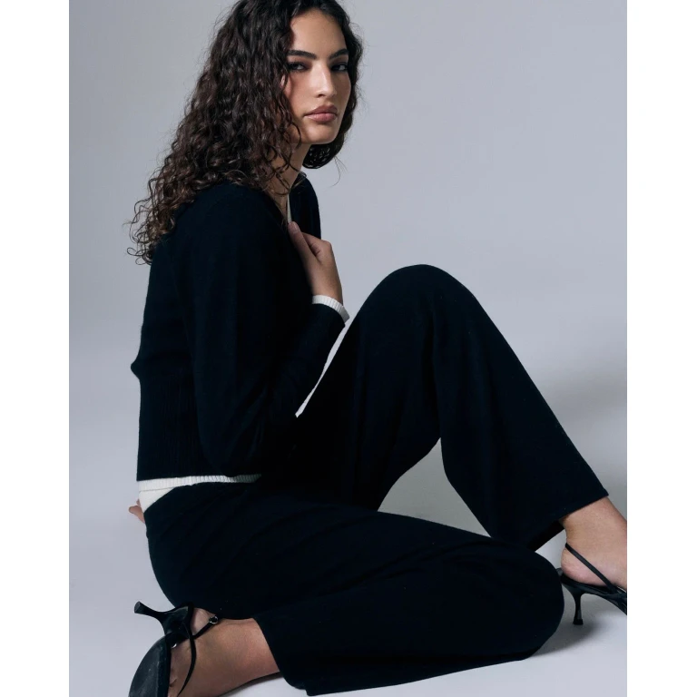 Tove Layered Cashmere Pant - Jet Black