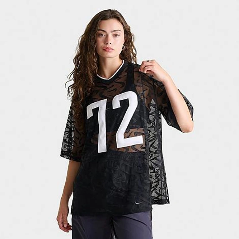 Women's Sportswear Chill Lace Oversized Jersey in Black/White Size: XS