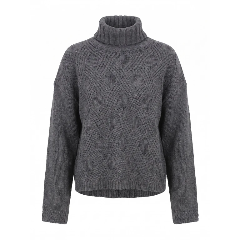 Twin Set Turtleneck Sweater With Woven Detail