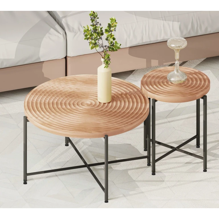 Coffee and End Table Set Waterproof Cover (Set of 2) - Natural Wood / Brown