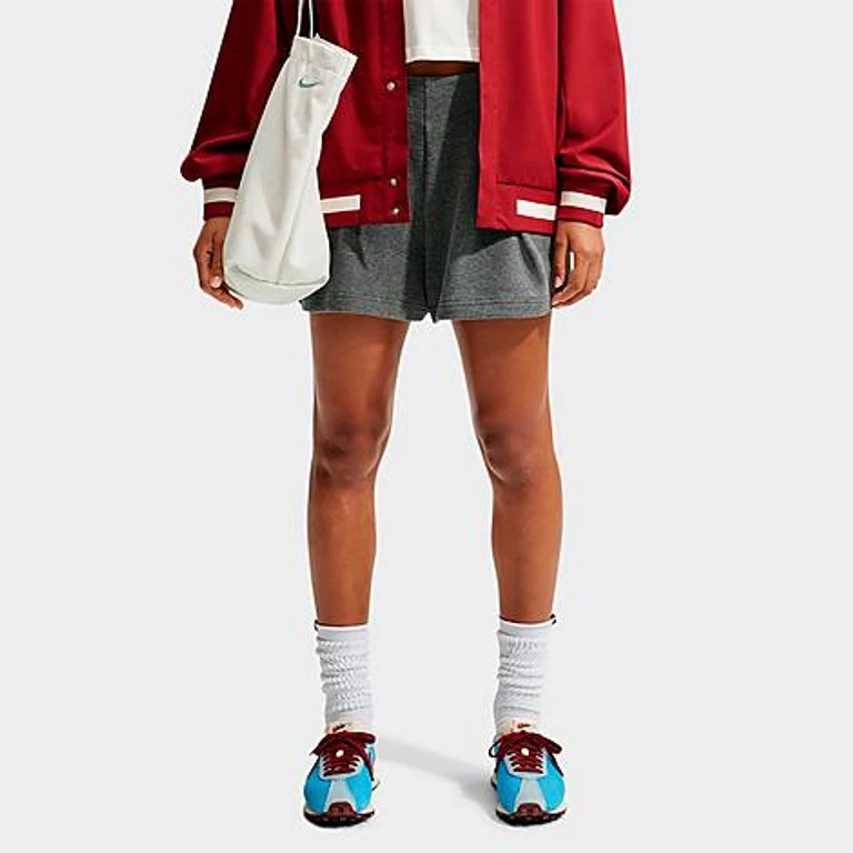 Studio Fleece lichtgewicht French Terry shorts met hoge taille en plooien