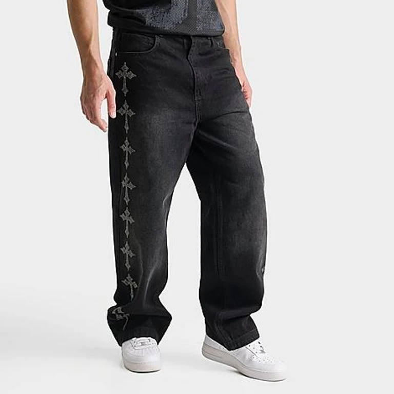 Shatter Loose Denim Jeans in Schwarz