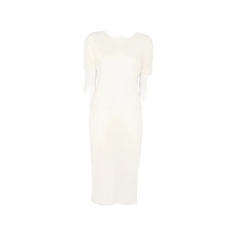 Pleated Short-sleeve Dress