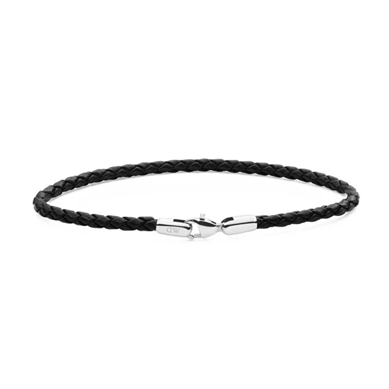 Braided black leather Bracciale Sheffield Daniel DW004017 - Length: 17.5 cm