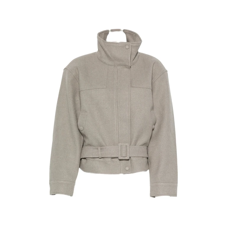 Belted High-neck Bomber Jacket