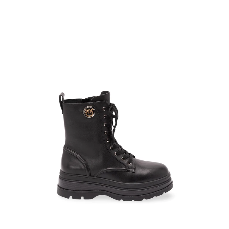 Eva Botas combat de cuero con logo Love Birds y suela dentada