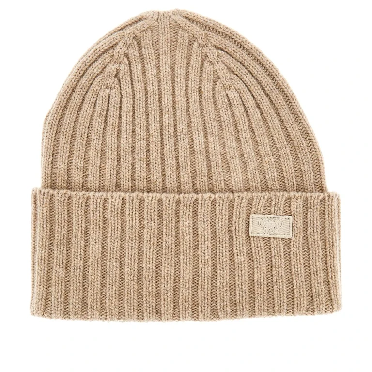 MAX MARA WEEKEND Virgin wool beanie hat with logo patch Woman One Size