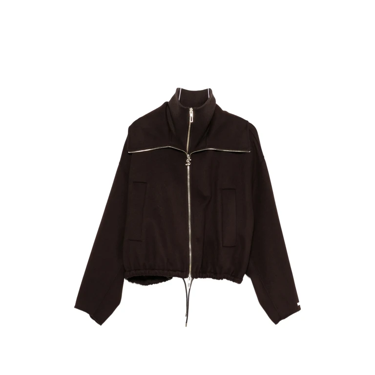 Layered-collar Elasticated-hem Jacket