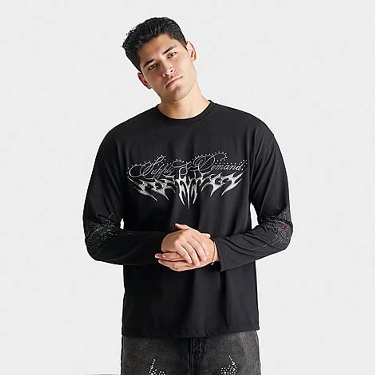 Camiseta de manga longa gráfica Twist da Supply & Demand em preto lavado